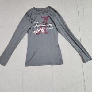 Alabama Crimson Tide Shirt Womens Small Gray Long Sleeve Pullover Spell Out 2015